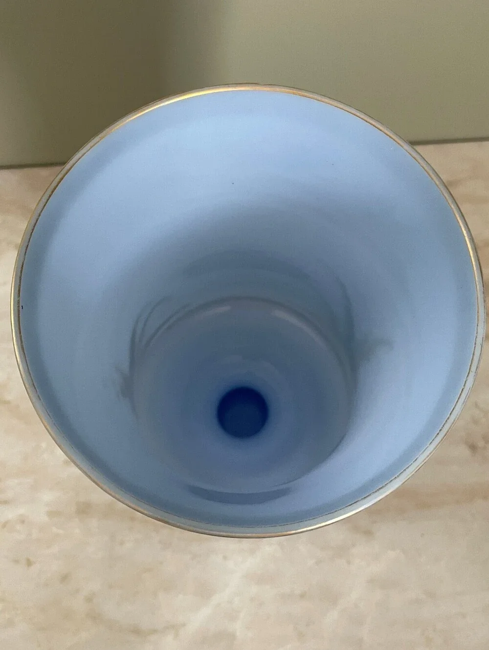 Vintage Blue Scenic Countryside Pedestal Vase | Traditional English Style